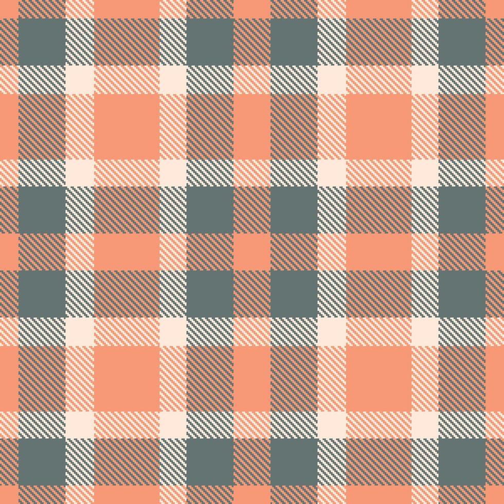 Iridescent Dark Peach Seamless Tartan with Light Battleship Grey accents Textile Design vector