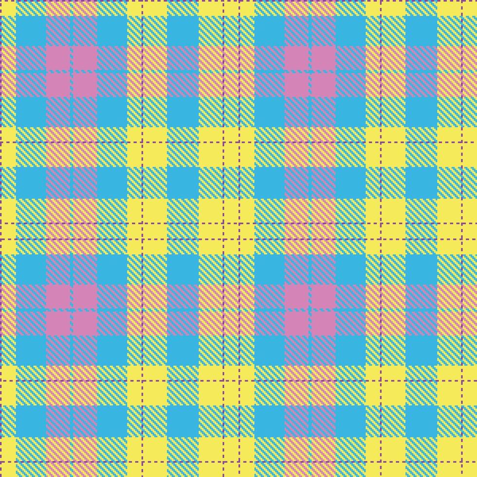 Rich Yellowish Seamless Tartan with Soft Bright Sky Blue accents Textile Design vector