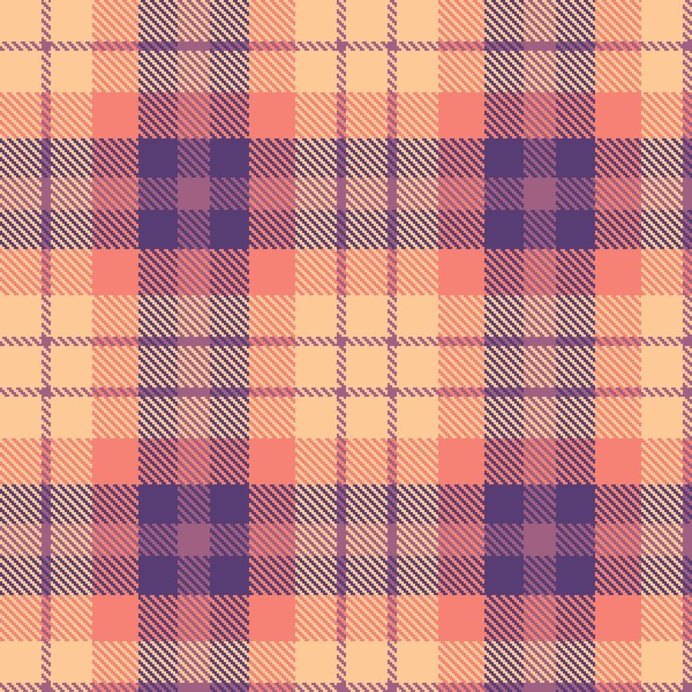 Bright Light Peach and Dusty Light Plum Seamless Tartan Textile Design vector