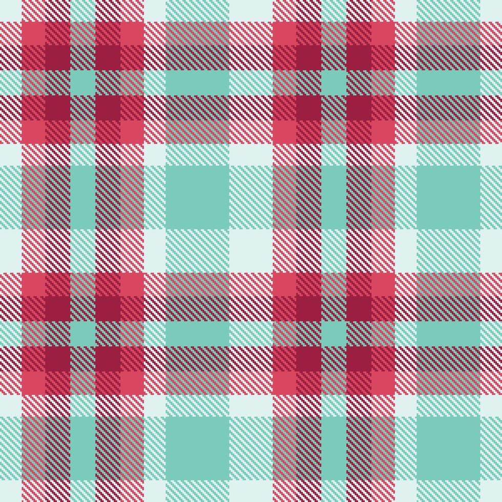 Retro Seamless Tartan in Neon Ice Blue tones Textile Design vector