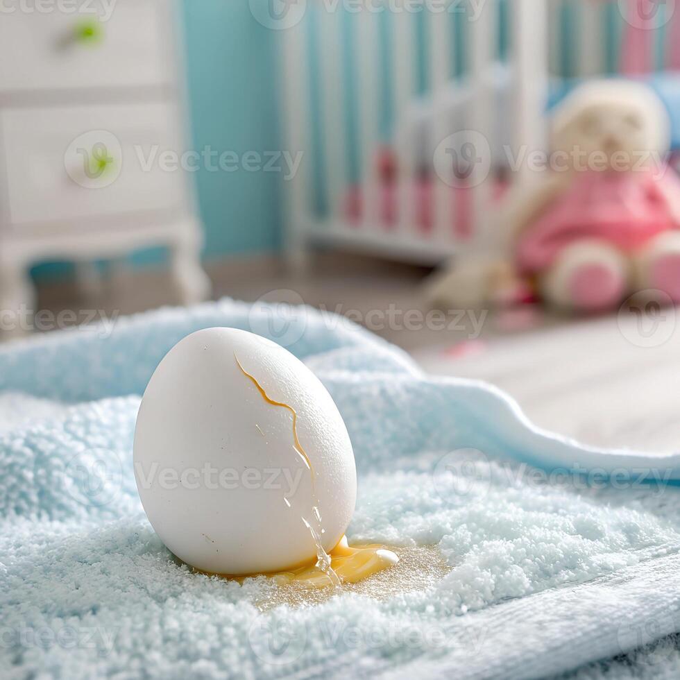A white egg on a towel photo