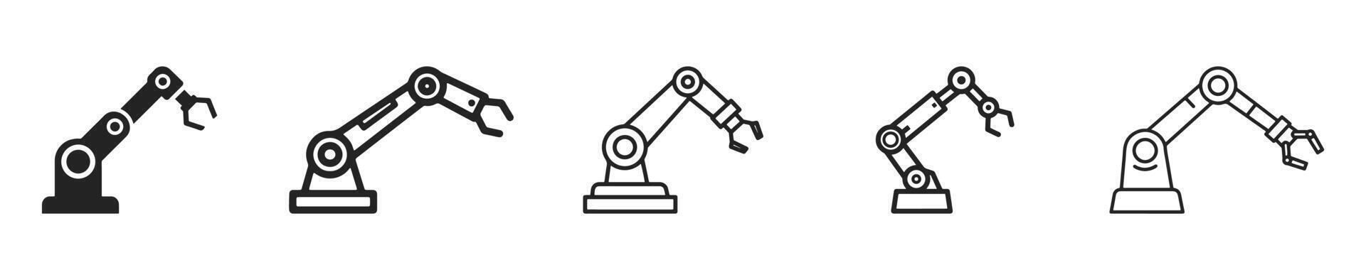 The robot arm icon is located on a white background. It is a drawing suitable for use in applications and websites. vector