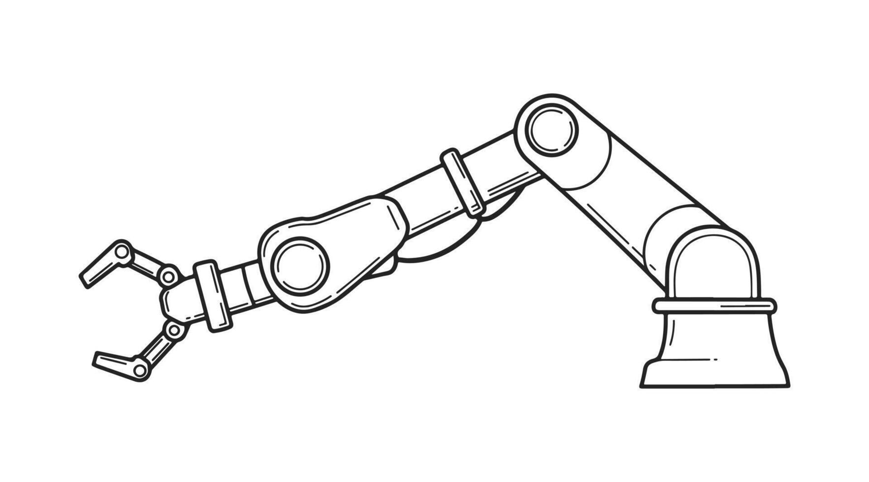 The robot arm icon isolated on a white background is a design suitable for use in applications and websites. vector
