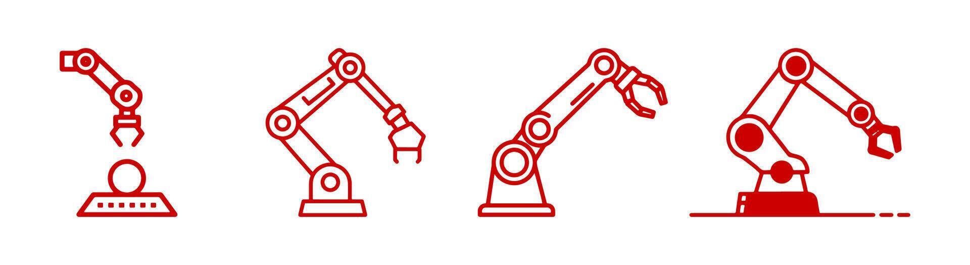 Robot arm icon is located on a white background. It can be easily used in websites and applications. vector