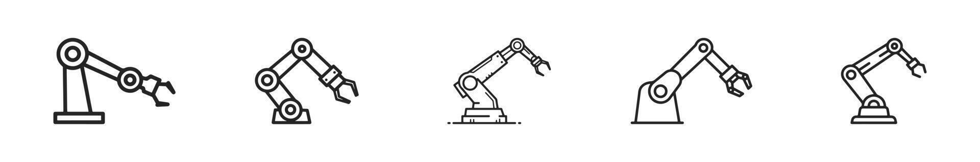 The robot arm icon is isolated on a white background. It can be easily used in applications and websites. vector