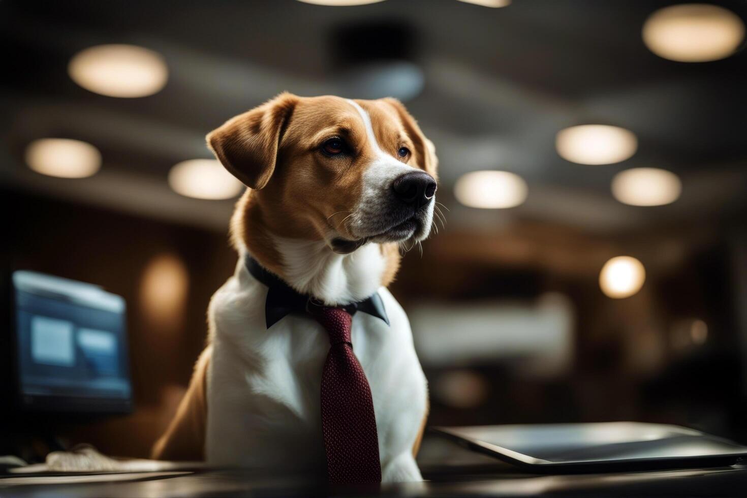 boss dog business animal work zany success lawyer pet baggage banker job professional employee isolated briefcase humor manager mad photo