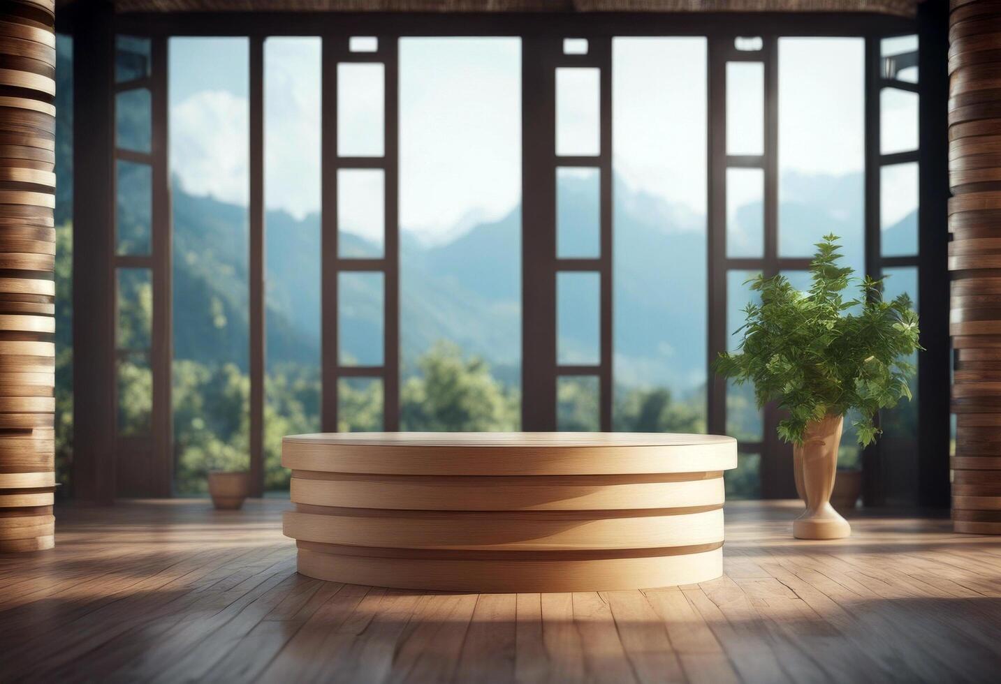 pedestal beauty Natural illustration presentation product relaxation health 3d podium poduim cosmetic minimalism decoration clean studio geometry wall nature circle composition floor pedestal photo