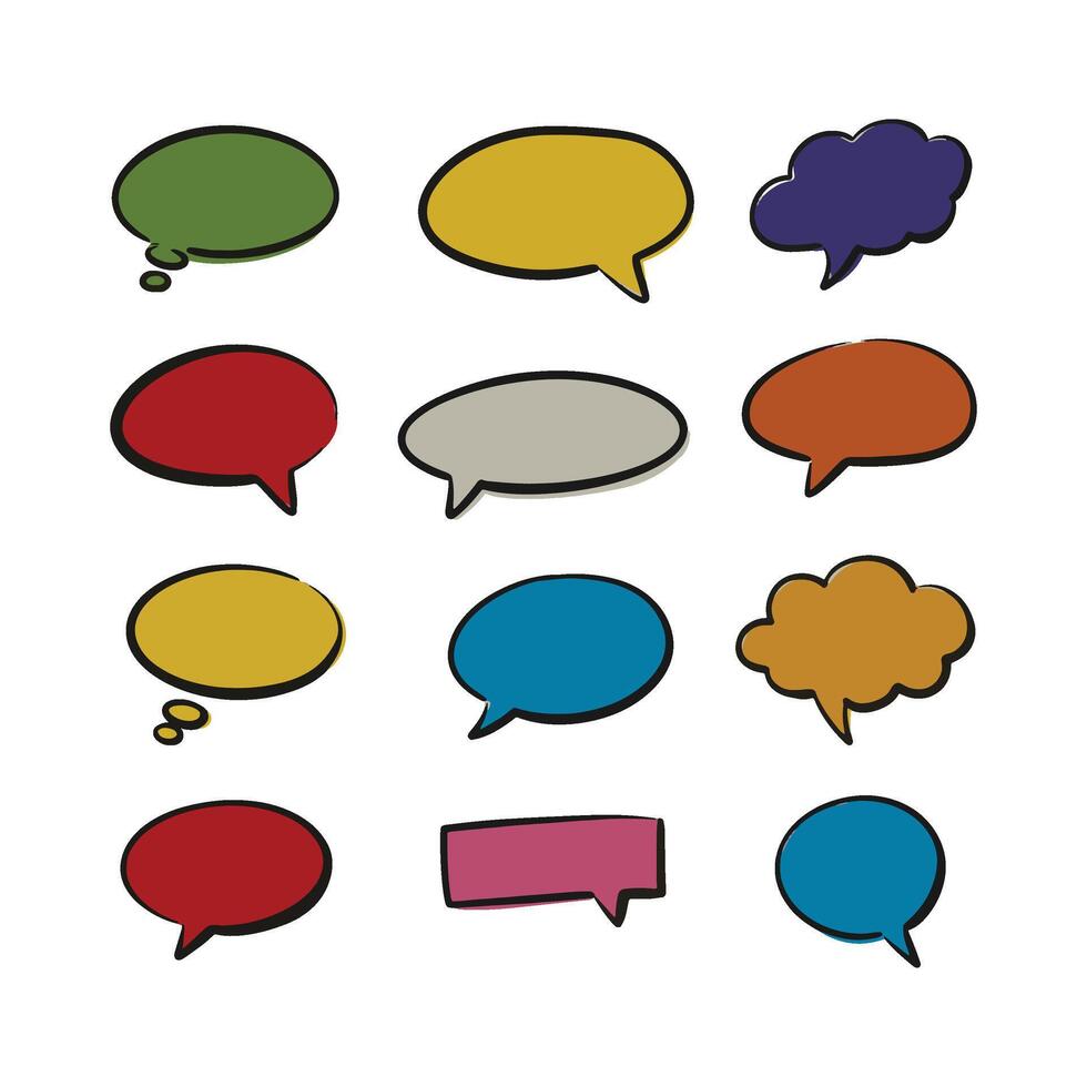 Modern Speech Balloon Bundle with Creative Thought Cloud Shapes vector