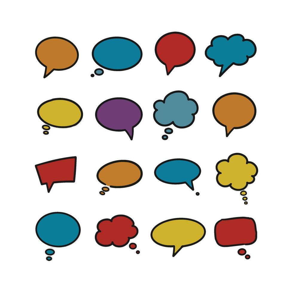 Pop Art Collection Set Message Bubble Icons vector
