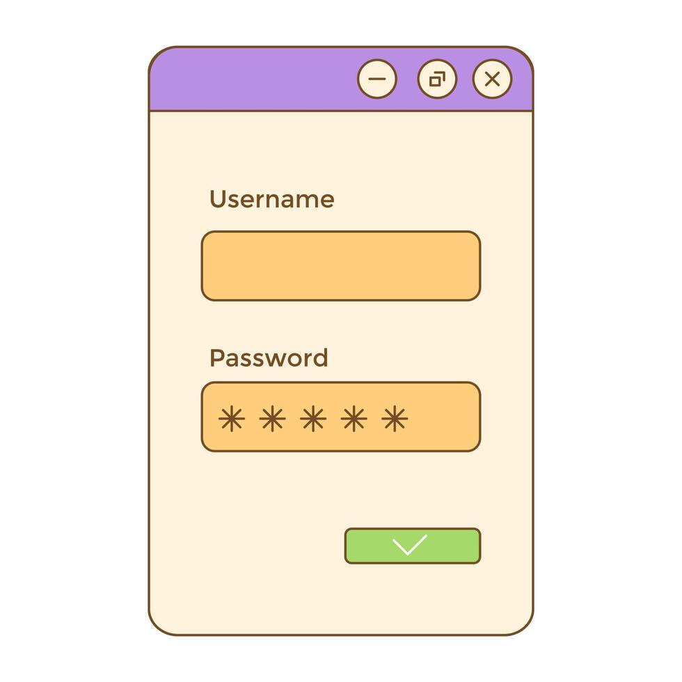 Retro Password UI clipart vector