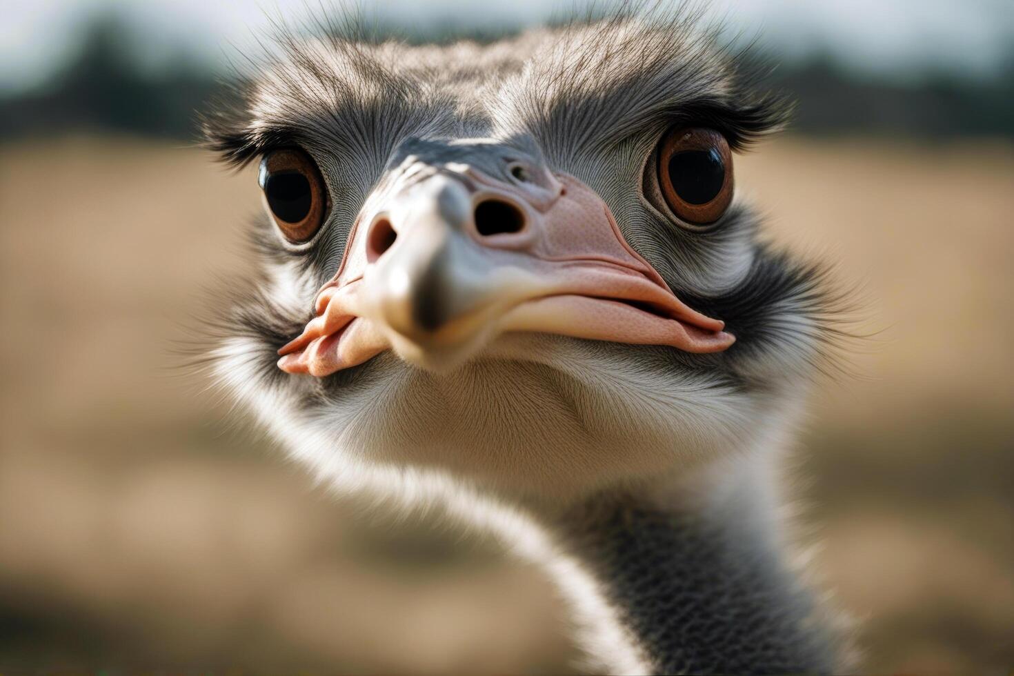 Ostrich head closeup outdoors alone wild tall africa wildlife inquisitive large big safari watching wonder 1 curious face eye nose nature farm poultry looking stare photo