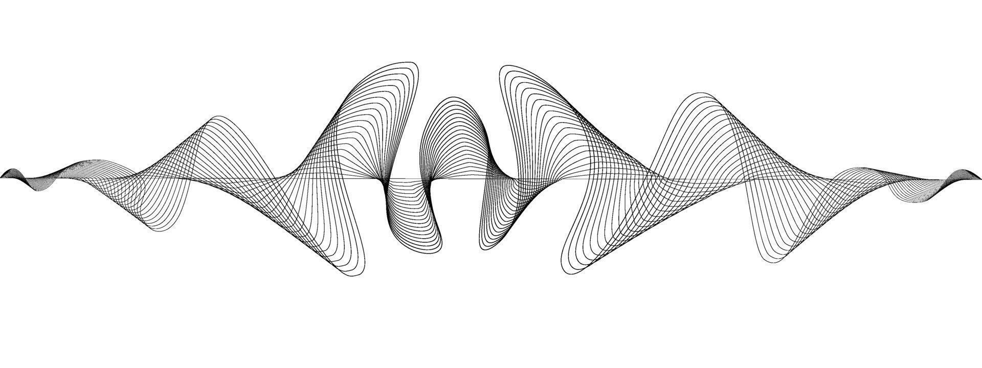 Abstract undulating lines of sound wave . Dynamic pulsating wave. Music concept, digital music frequency symbols. vector