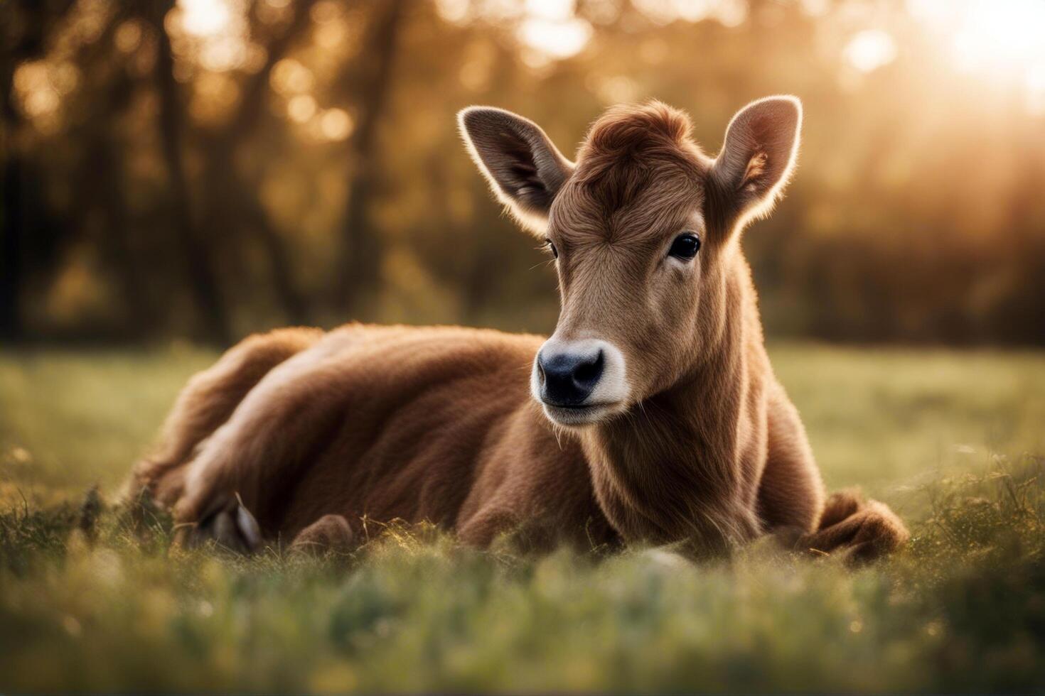 Kleines Kalb Stroh im stock farming calf farm straw butcher pen cow animal pet sweet photo