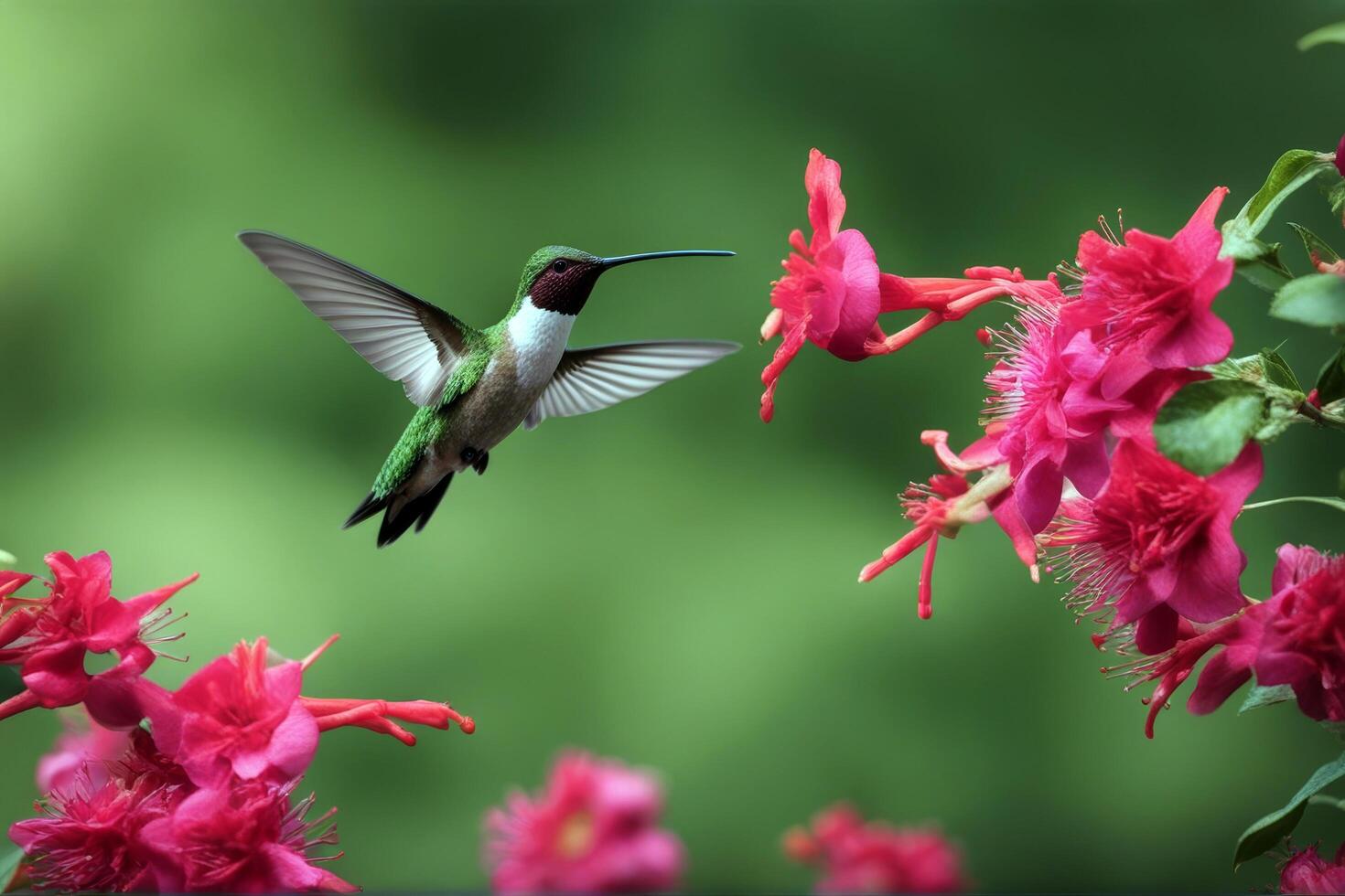 Hummingbirds Throated Ruby hover wildlife small flower avian animal floral eat bloom plant hummingbird fast blossom wallpaper red wing fauna bird photo