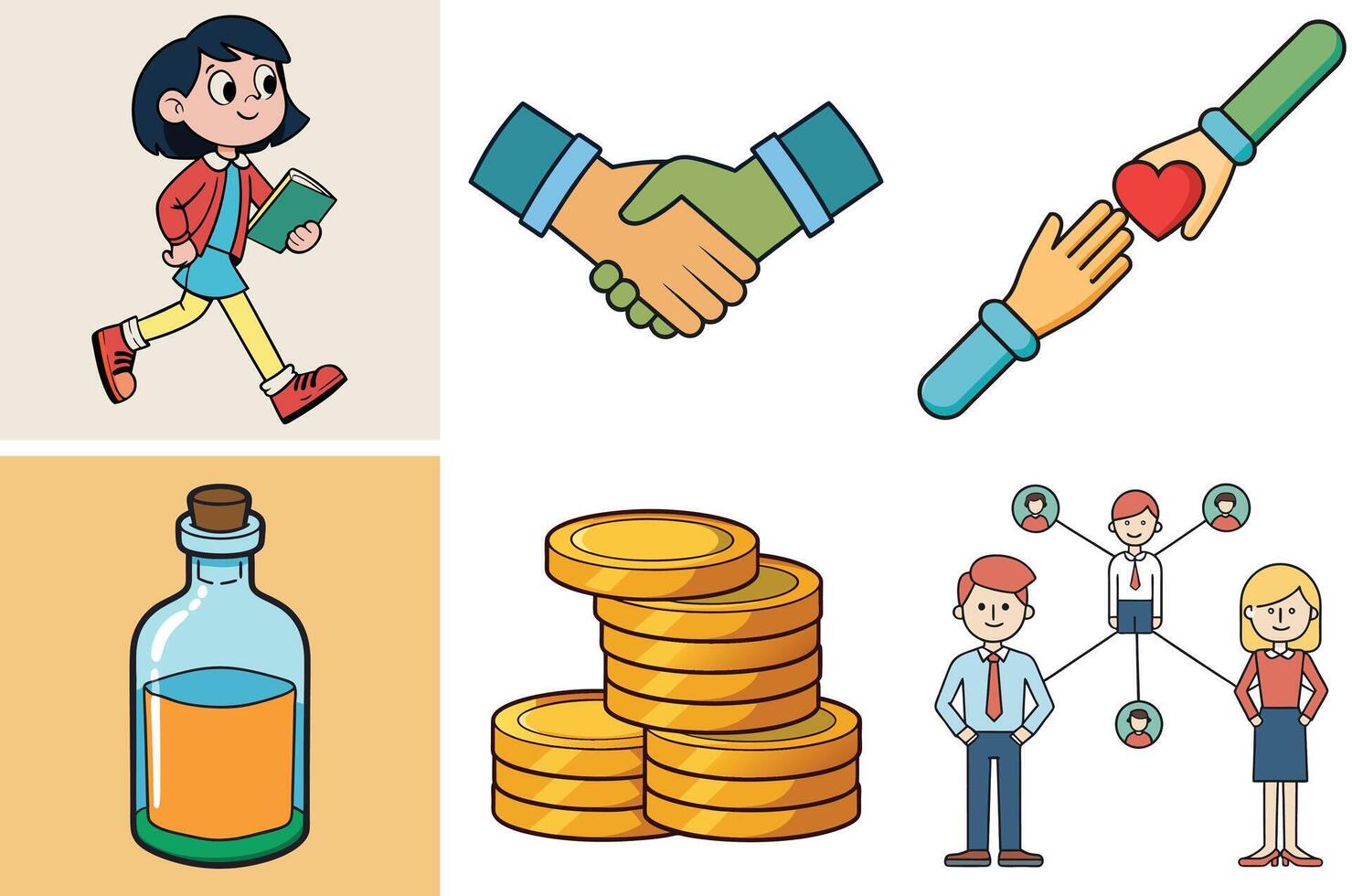 Illustrations of Business Concepts Including Teamwork Collaboration and Financial Success vector