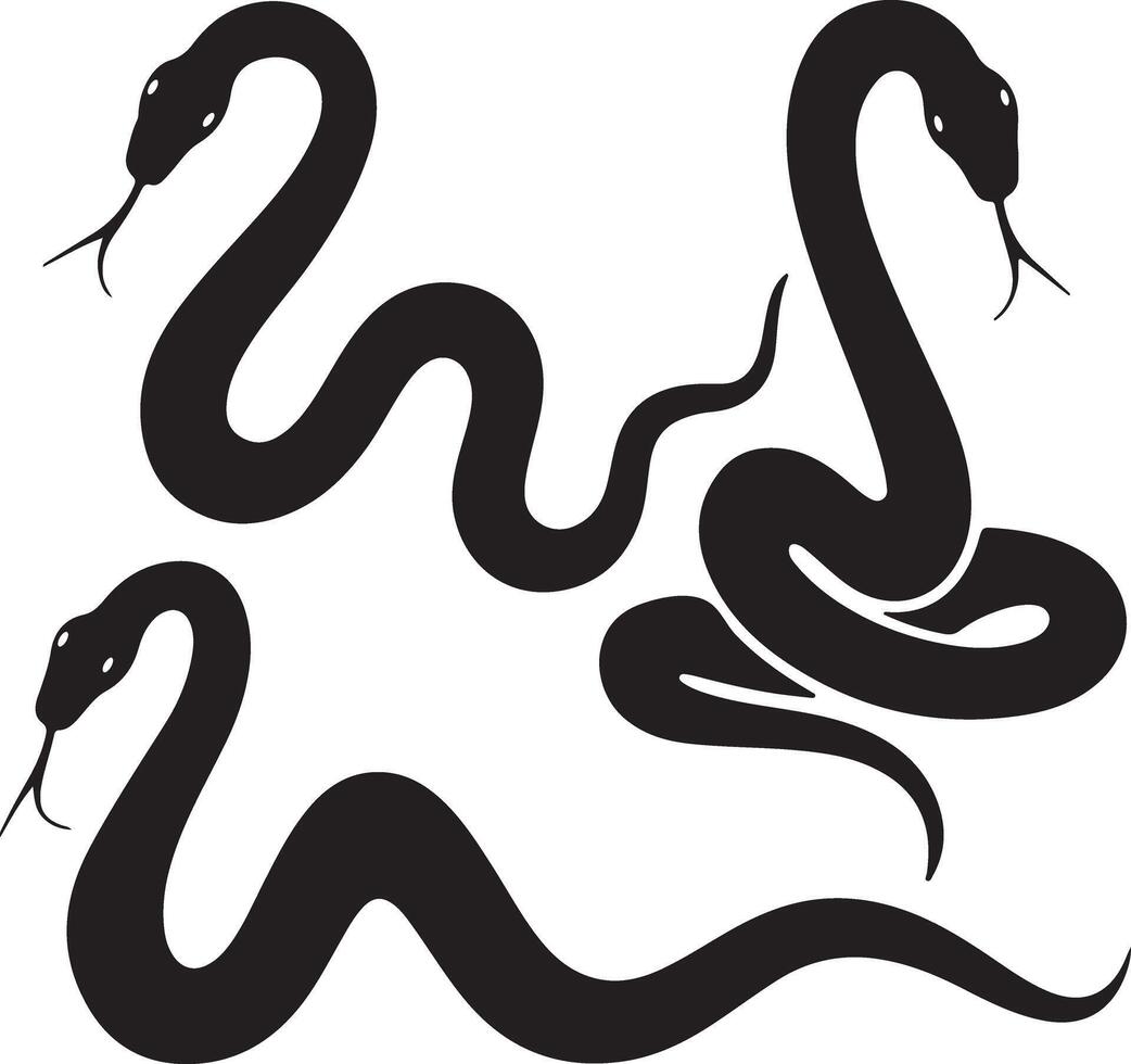 A set of Black and White Snake flat illustration vector