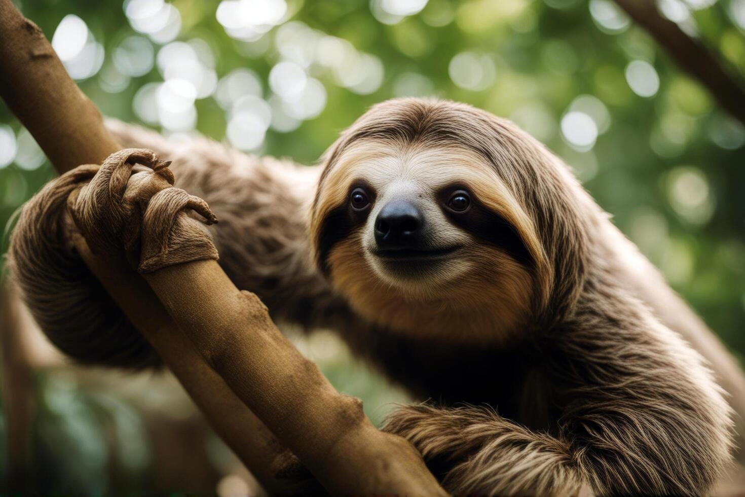 Sloth rainforest rain fauna brown tropical forest toe moving jungle tropics wildlife amazon lazy eye tree central offspring mammal animal costa photo