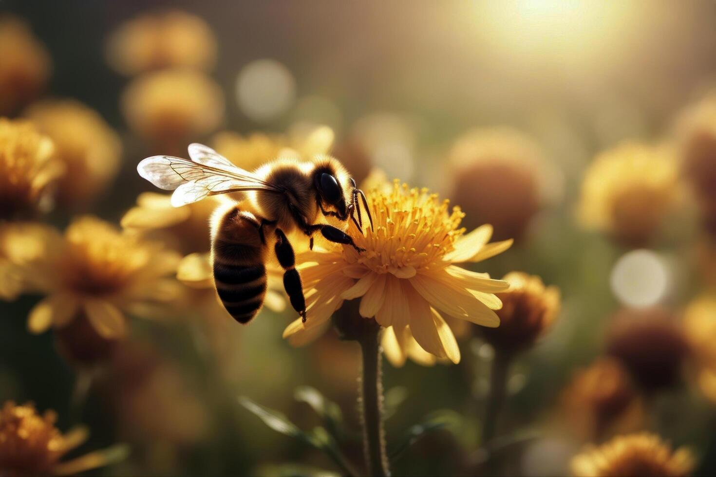 pollen blooming Honeybee flowers harvesting wild hive propolis pollinate apiculture apiarist food season blue spring meadow natural insect nature agriculture photo