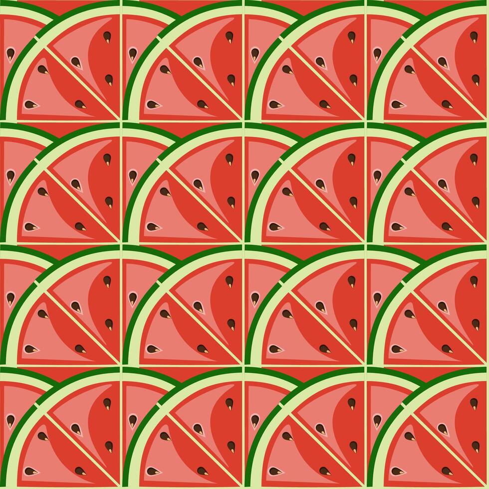 Seamless fruit pattern with watermelon slices vector