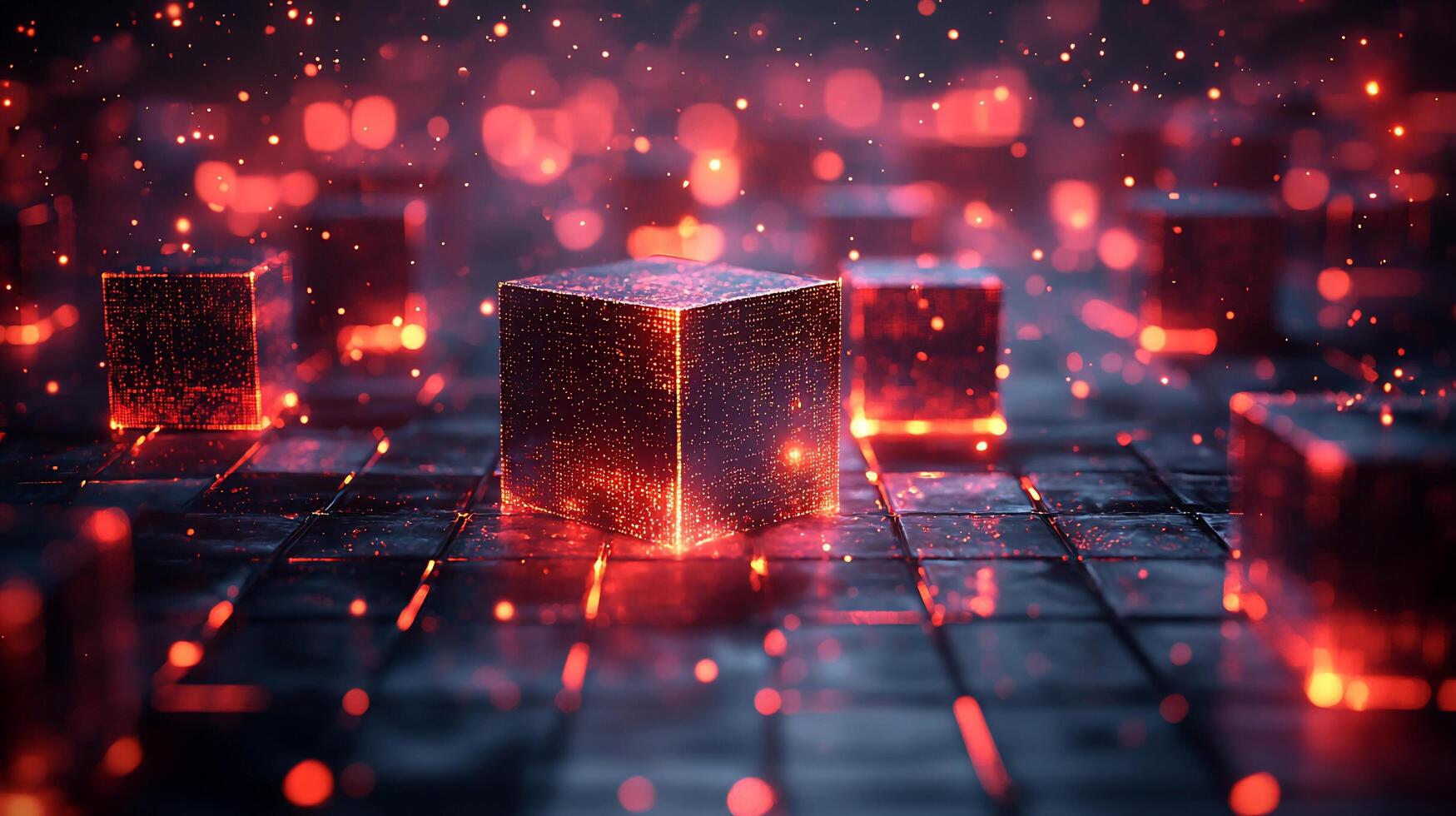 A cube with red lights on it photo