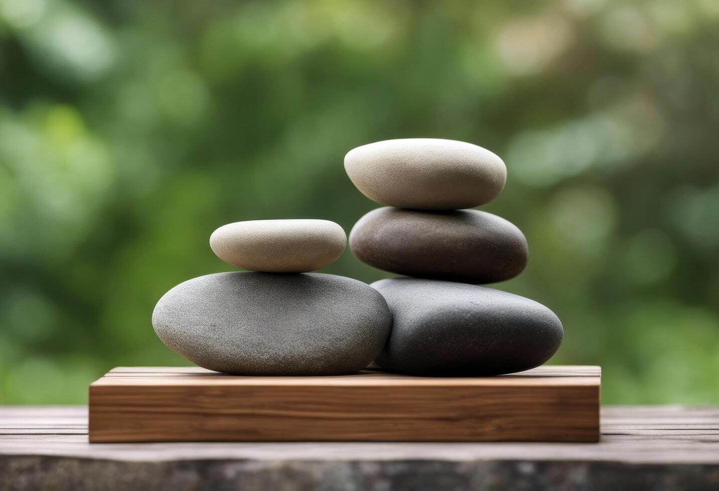 canvas copy Minimal background wood product space Stack splay stones podium empty platform presentation scene poduim wood stump stone dais pedestal platform display product scene presentation dais photo