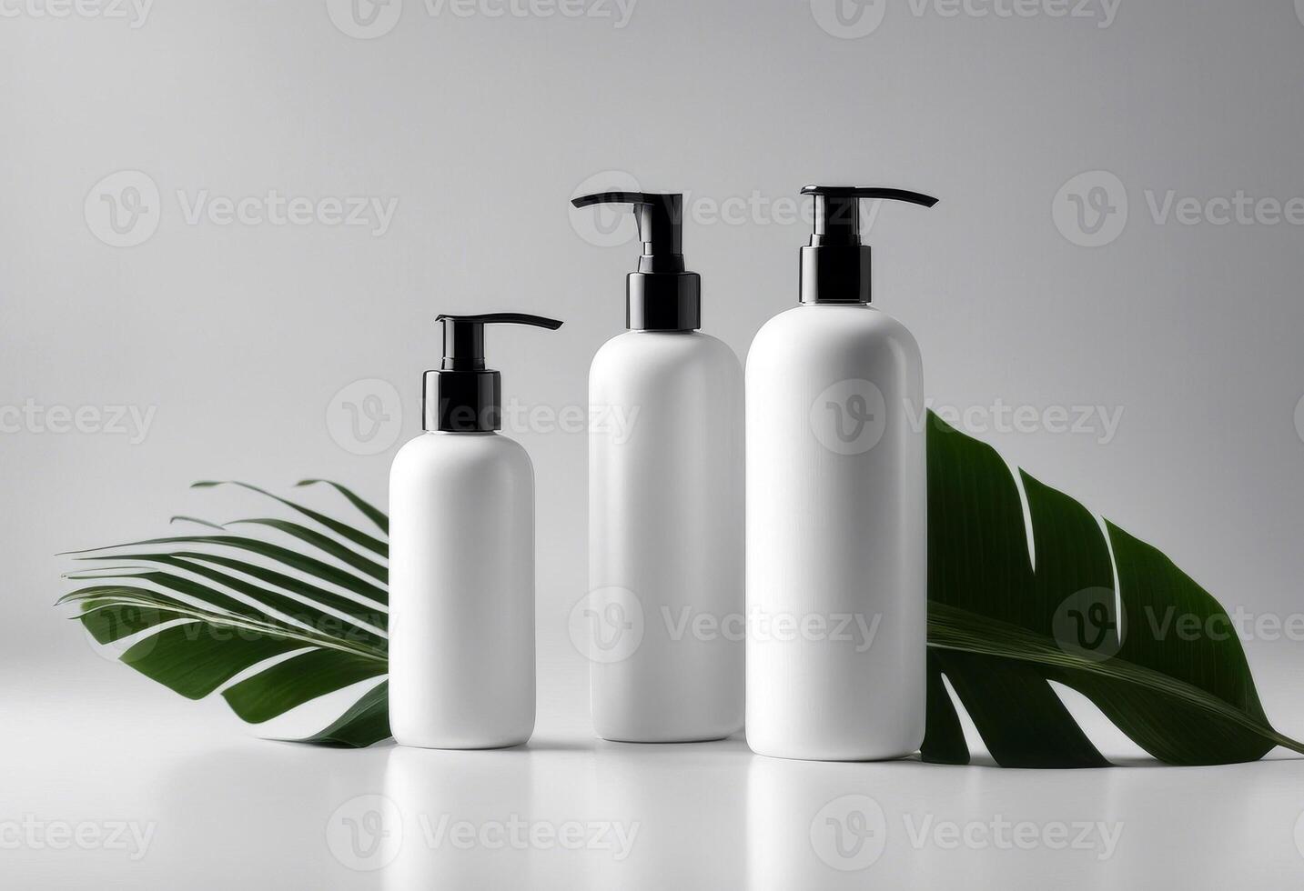 white cosmetic background shadow Blank bottles branding palm mock leaf label White up poduim bottle dropper cosmetic cardboard box white product beauty template skincare minimal serum monotone cream photo