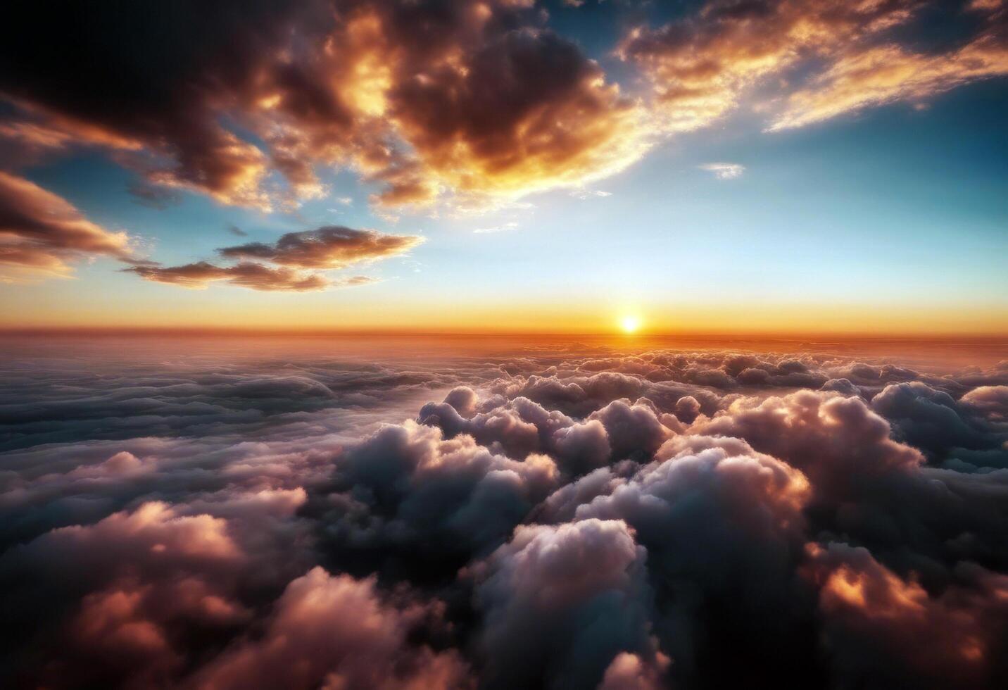 space clear sky clouds Above sunset copy vibrant photo