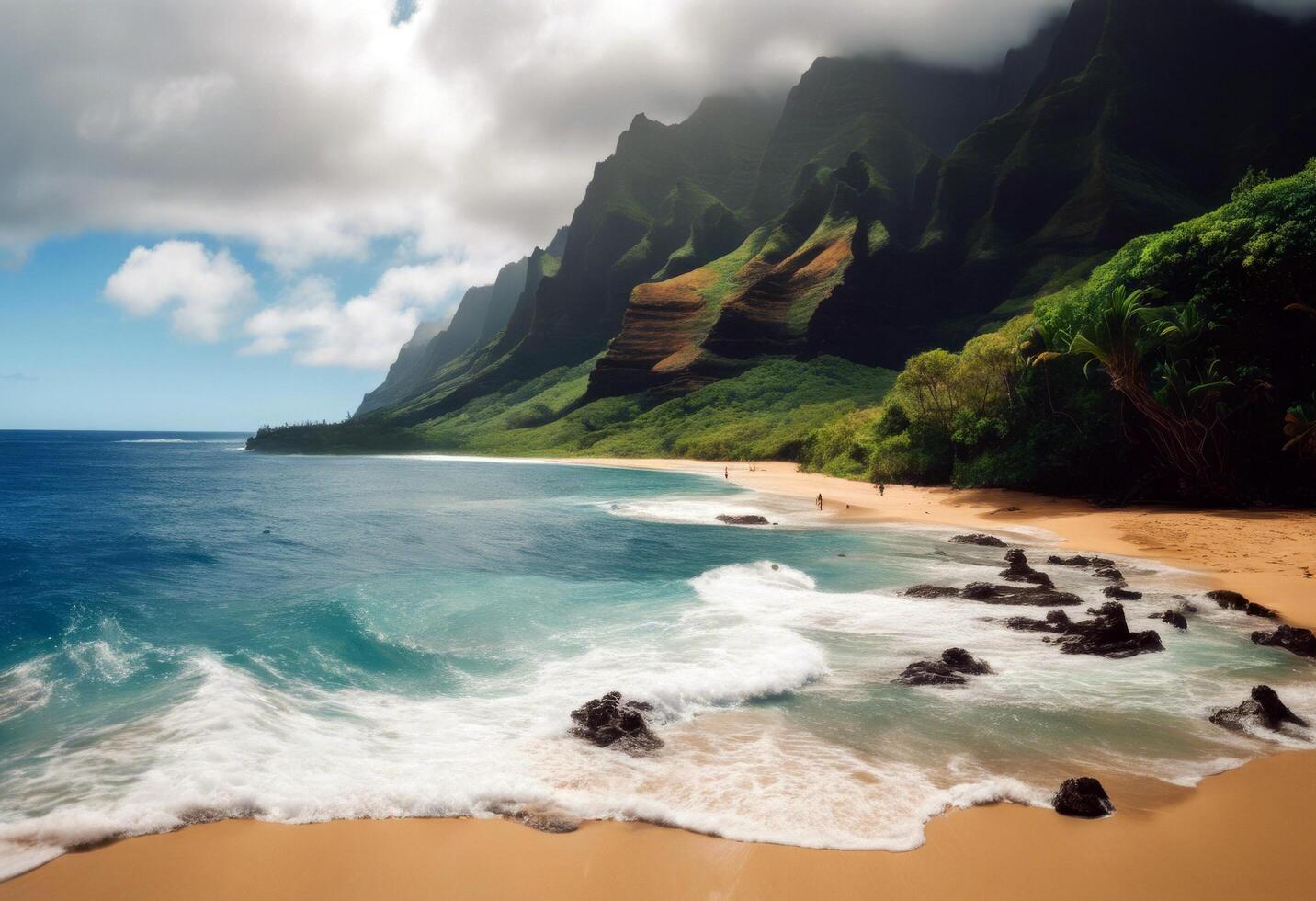 island State Kauai Park Scenic Hawaii ocean panorama Coast Pali paradise Na photo
