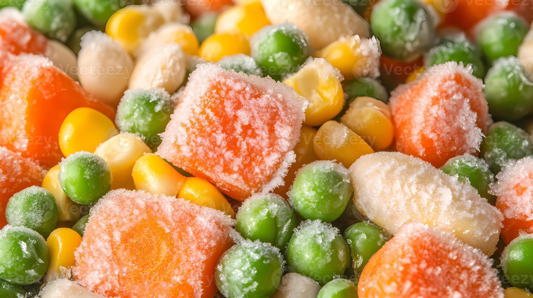 Frozen mixed vegetables creating a colorful and healthy meal photo