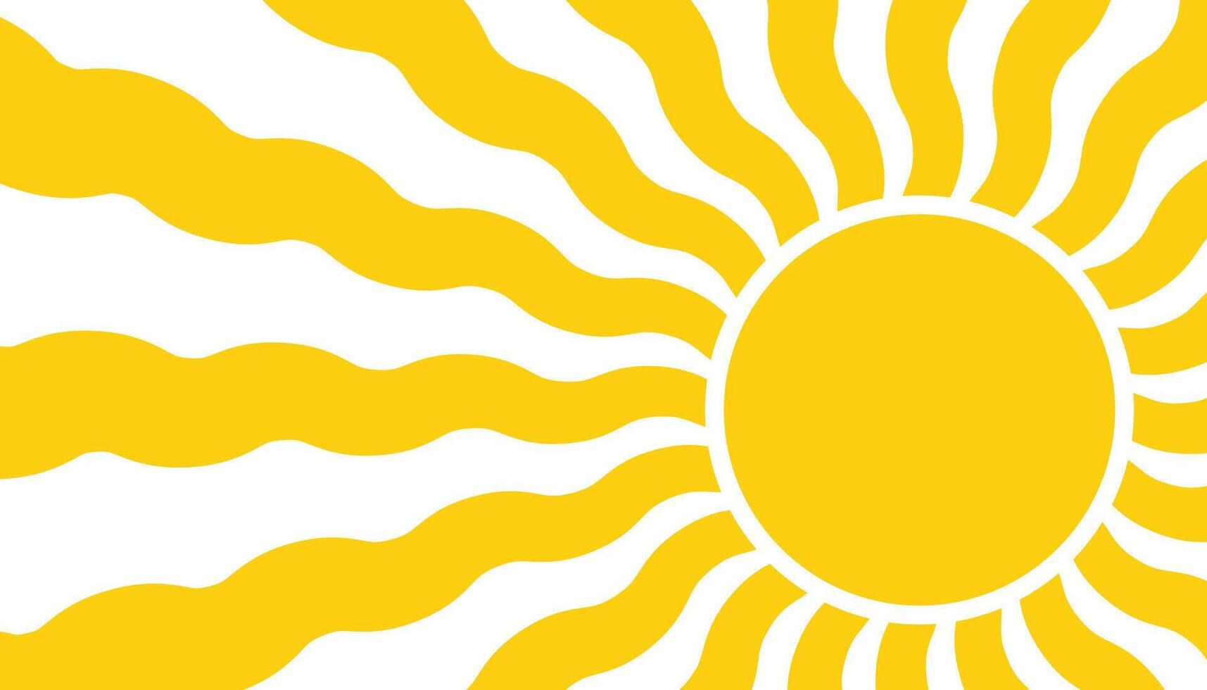 Colorful abstract sunshine design with a retro, hippie vibe. Groovy hand drawn shapes in a childlike, naive art style create a fun and trendy summer background for posters and templates. vector