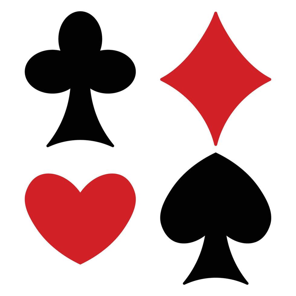 Playing card symbols isolated on white background. Clubs, diamonds, hearts and spades. vector