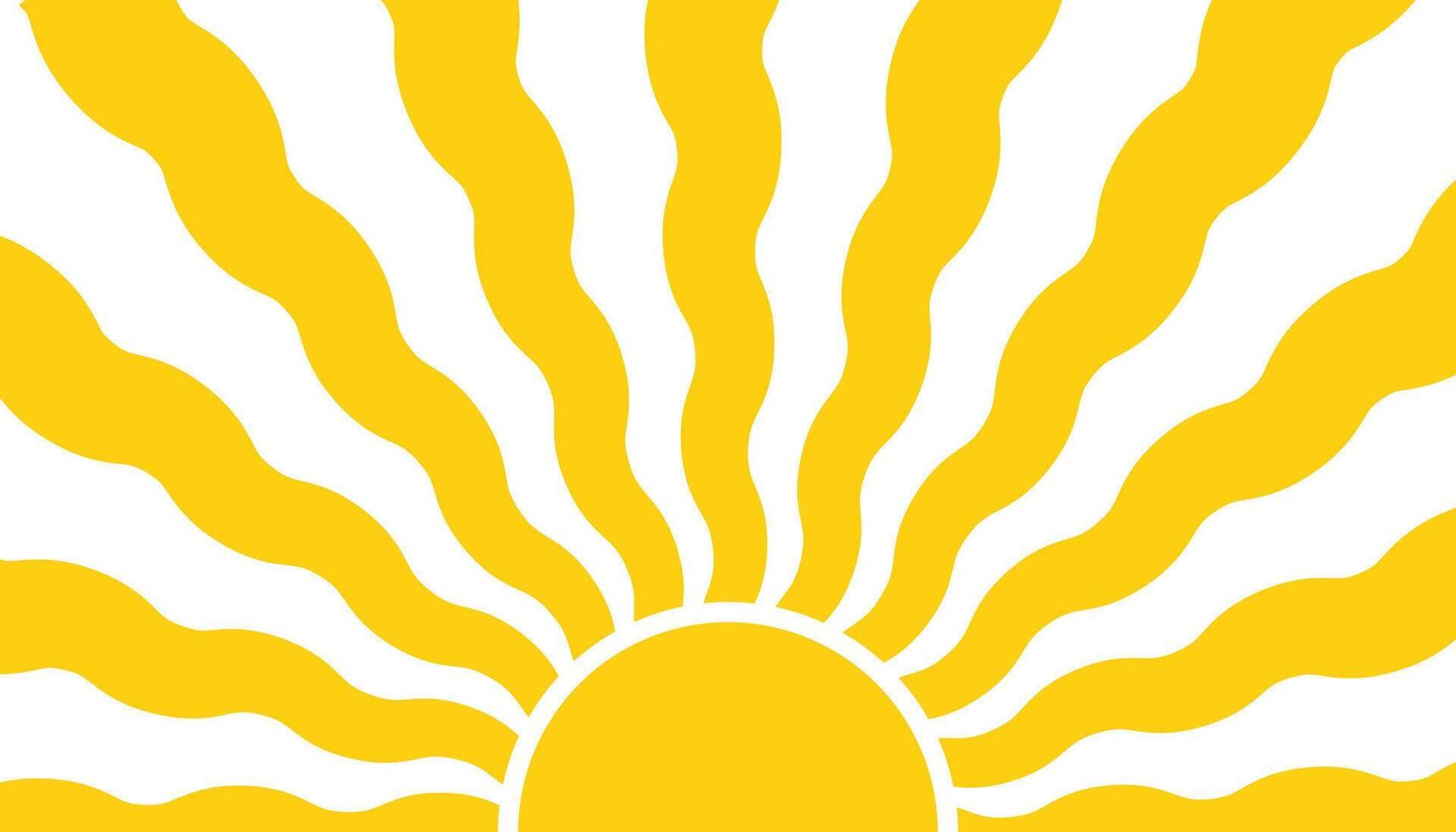 Vibrant retro sunshine background with groovy, hand drawn shapes. Playful hippie inspired abstract design in a trendy, naive art style. Perfect for summer posters, banners, and templates. vector