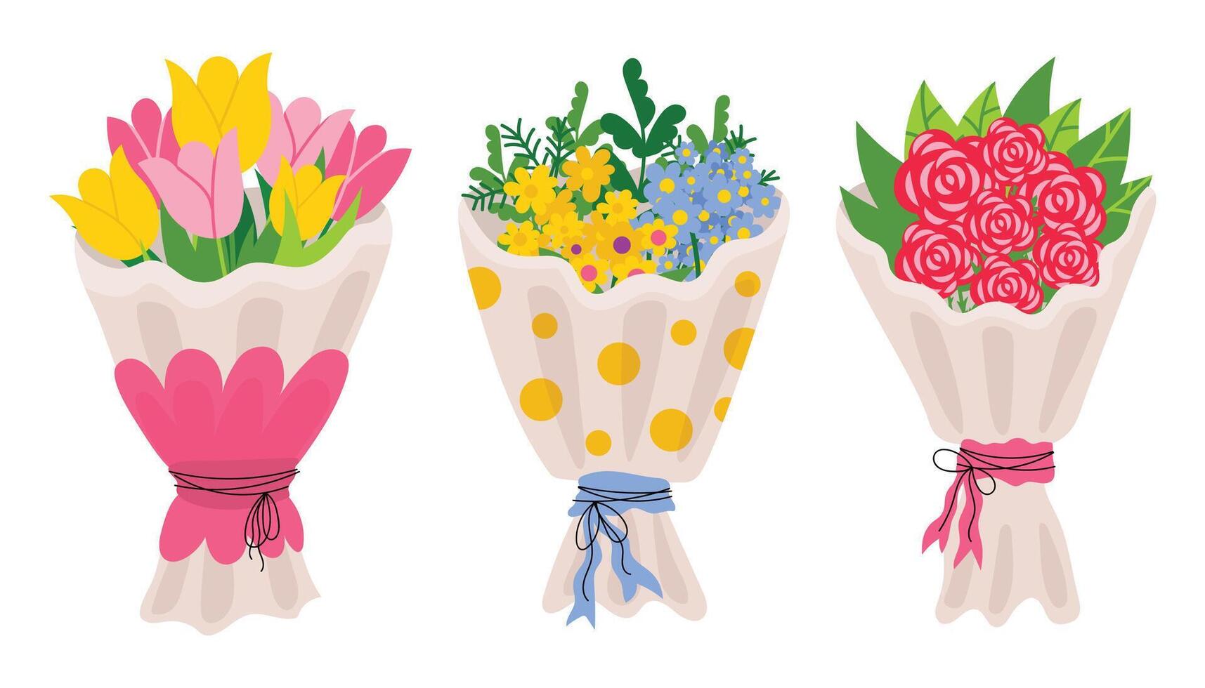 Flower bouquet. Colorful summer flowers set for invitation, greeting card, poster, frame, wedding, decoration vector