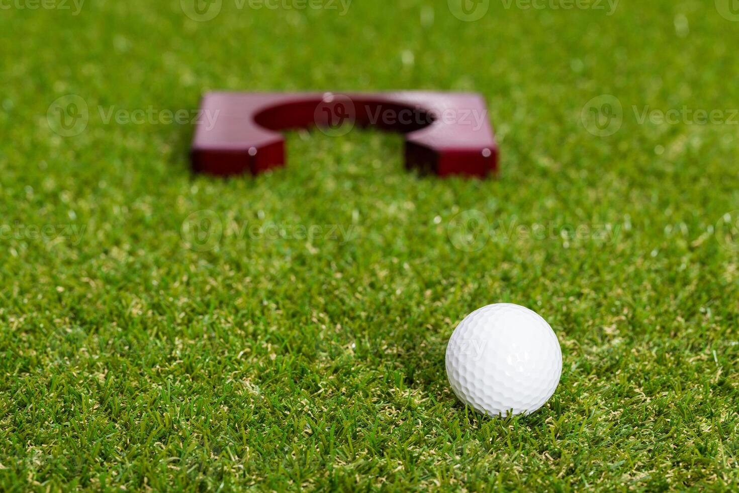Close up of mini golf equipment on grass photo