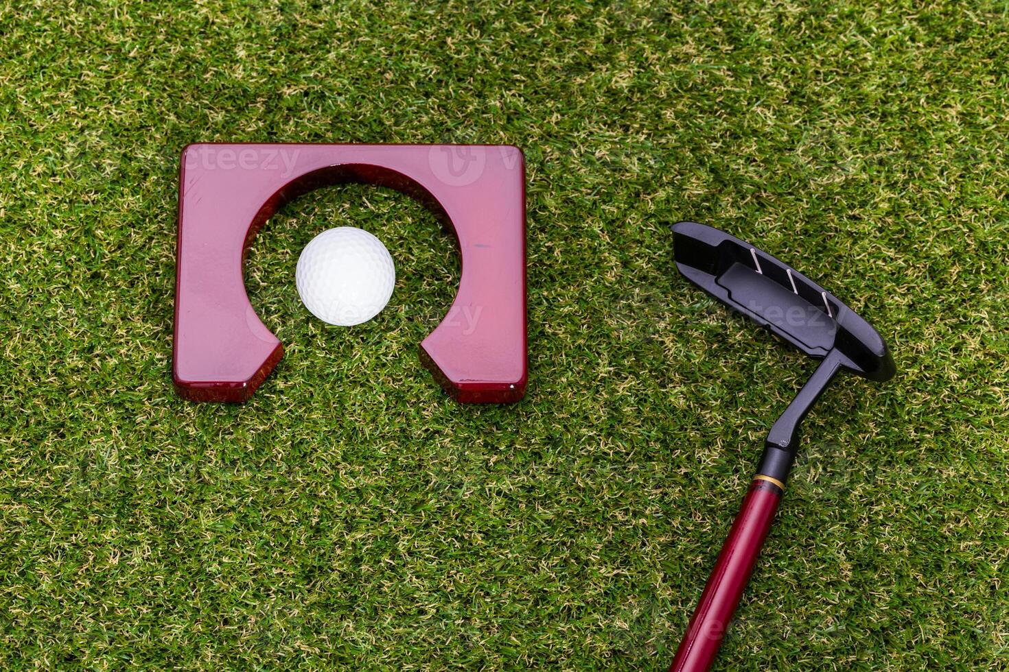 Mini golf set of equipment for indoor use photo