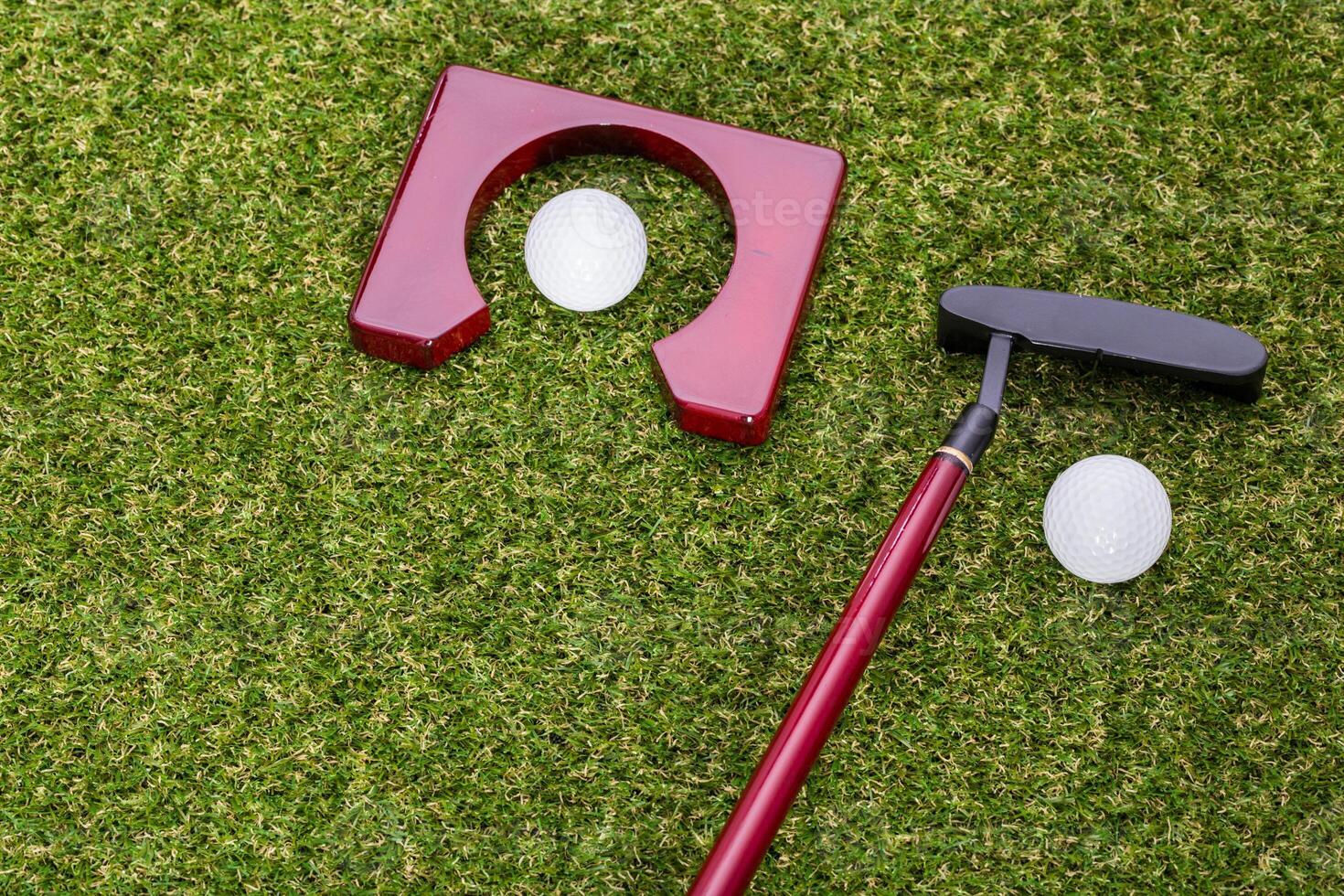 Mini golf set of equipment for indoor use photo
