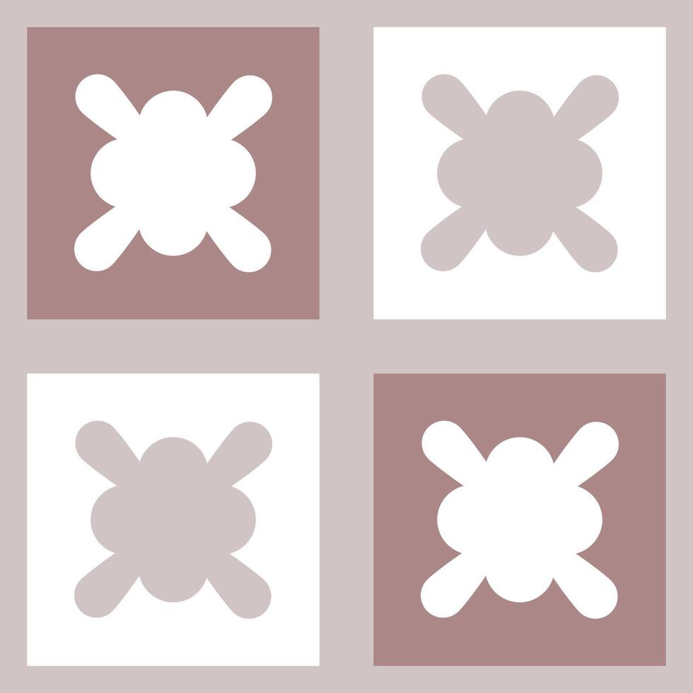 A symmetric square tile pattern with balanced floral and geometric details. vector