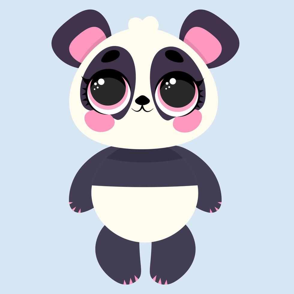 Adorable baby panda standing upright with big sparkling eyes and a sweet expression vector
