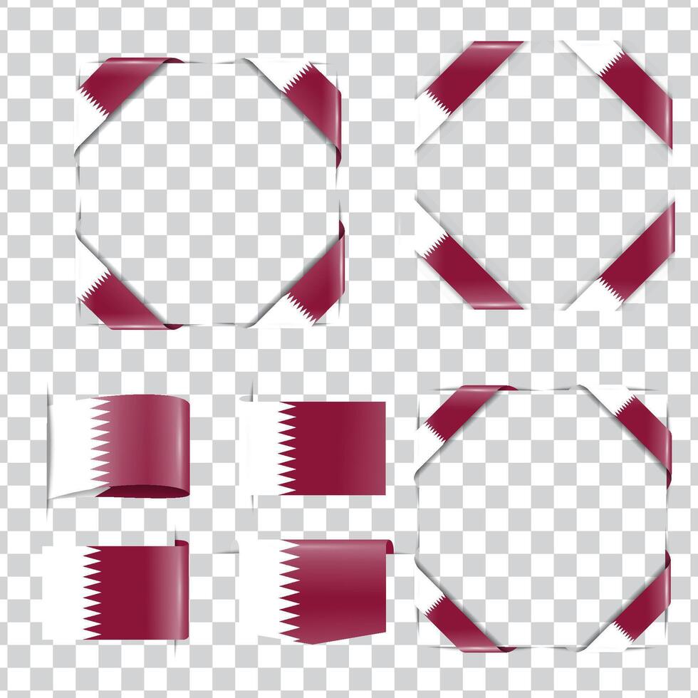 Qatar corner national flag set vector