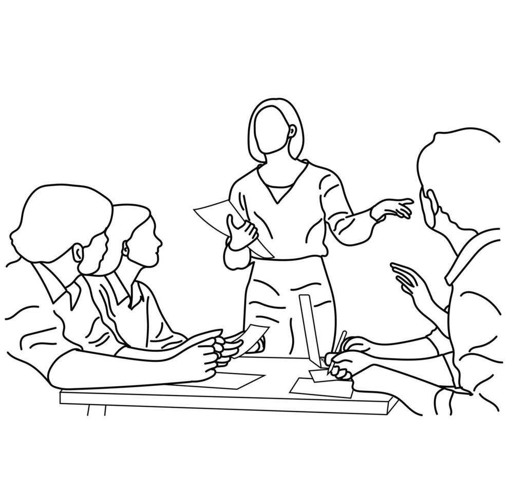 Business training and presentation concept of line art vector