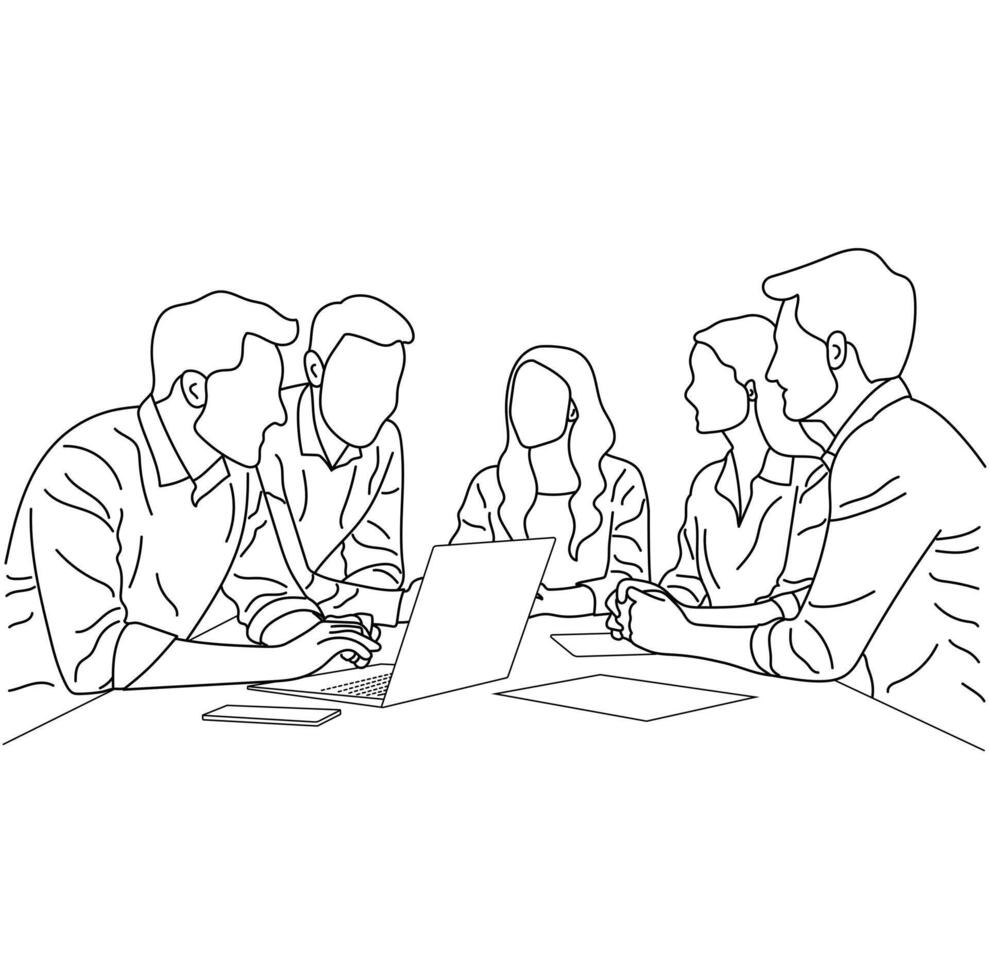 Business Meeting Discussion Line art vector