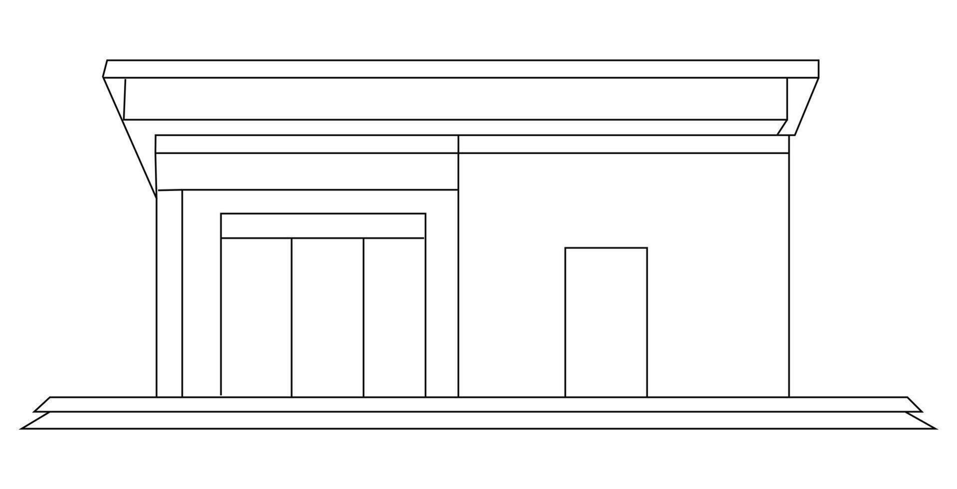 Abstract modern Building line Drawing vector