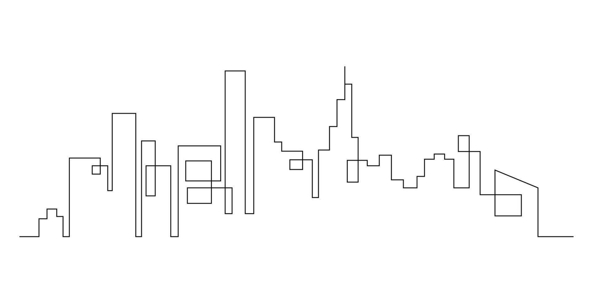 City Skyline continuous one line drawing illustration vector