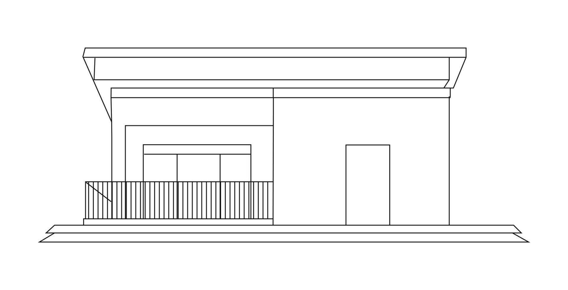 Abstract modern House Line art Illustration vector