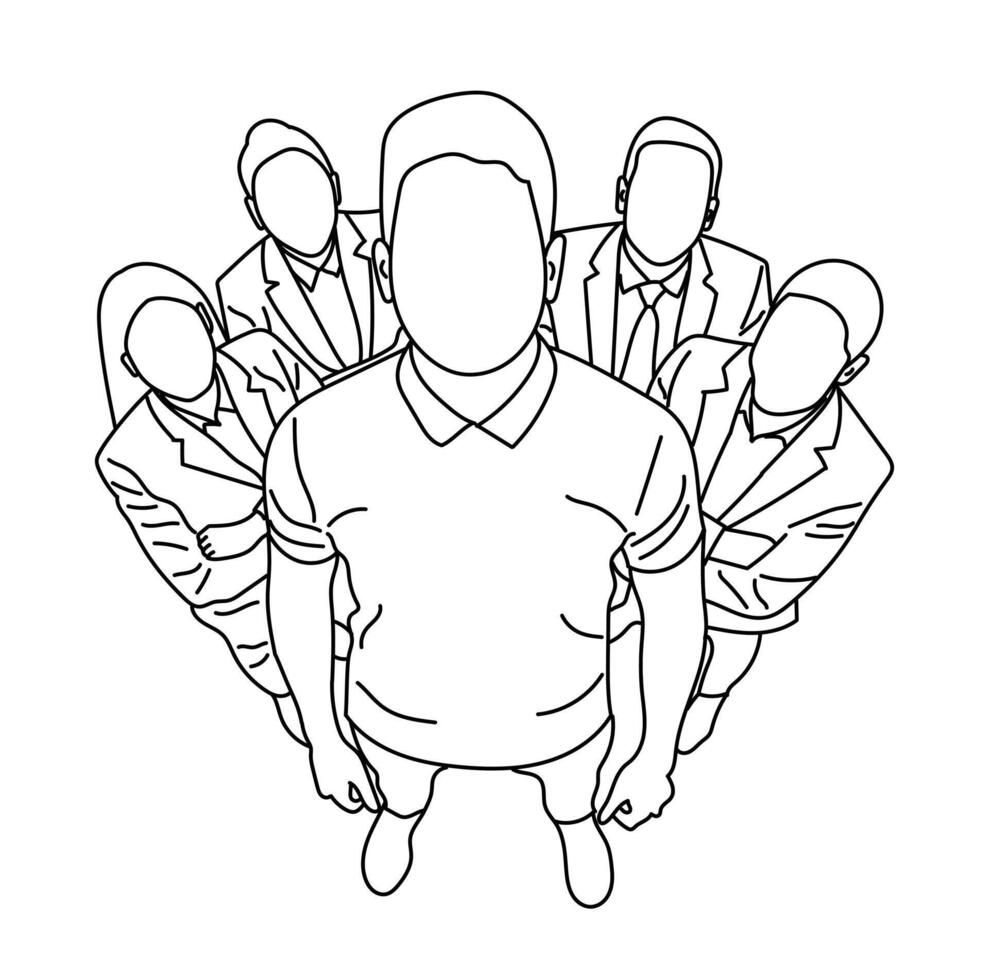 Line art of Teamwork and Leadership vector