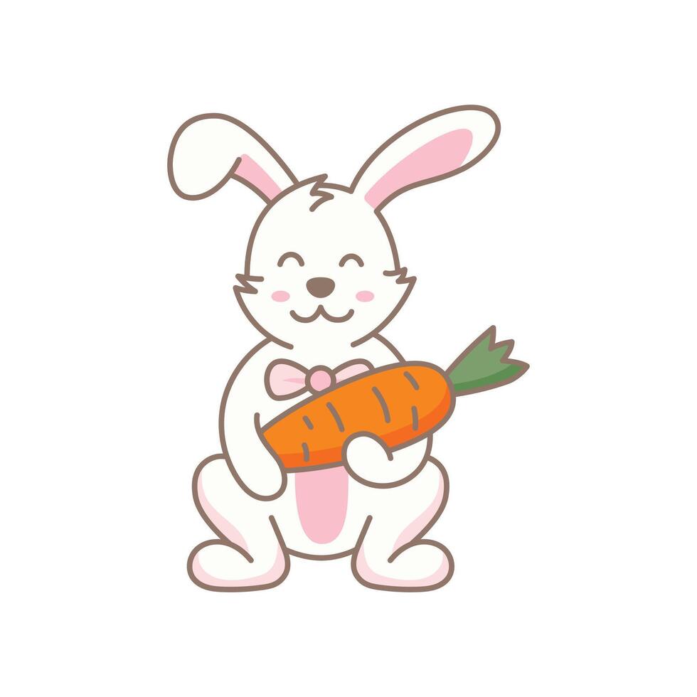 Cute Rabbit Holding a Carrot Illustration vector