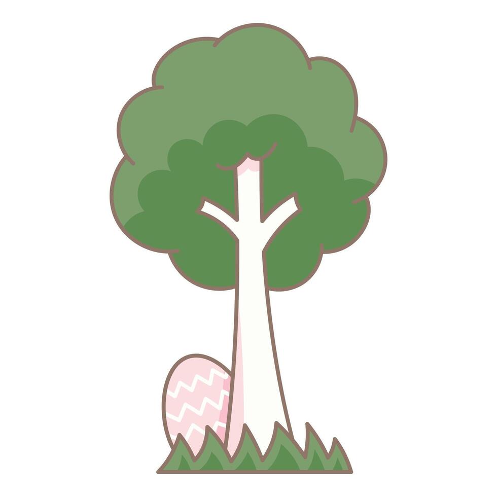 Easter Egg Hidden Under Tree Illustration vector