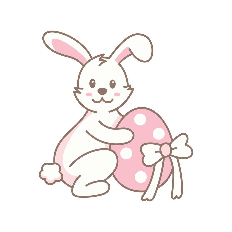 Illustration of Easter Bunny with Pink Egg vector