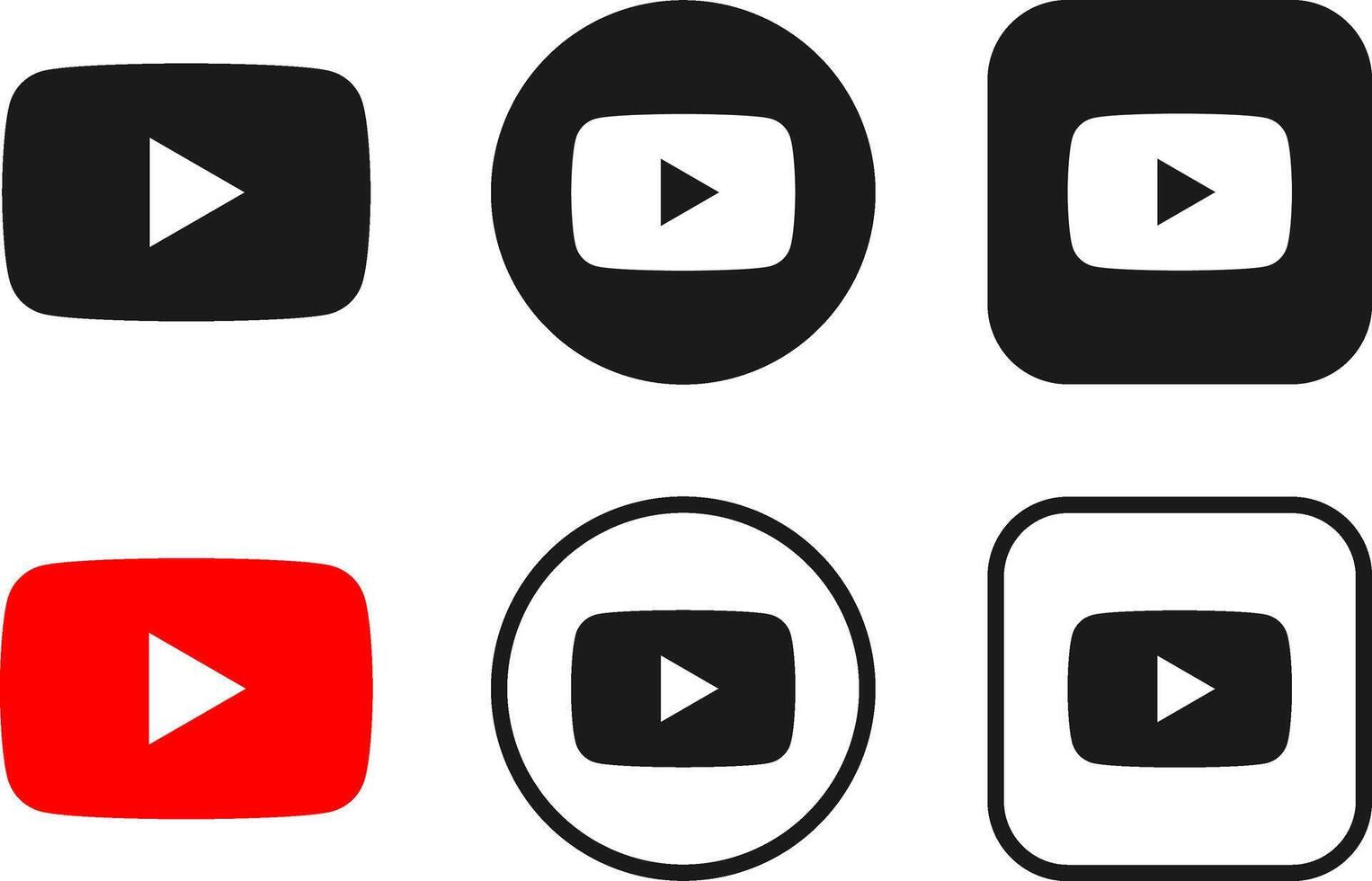 youtube icon, logo, symbol, app icons vector