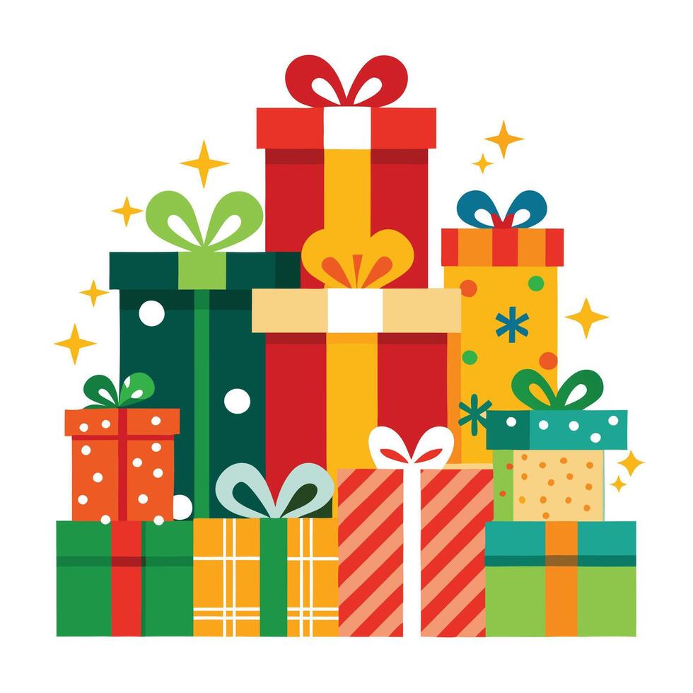 many presents are stacked on top of each other vector